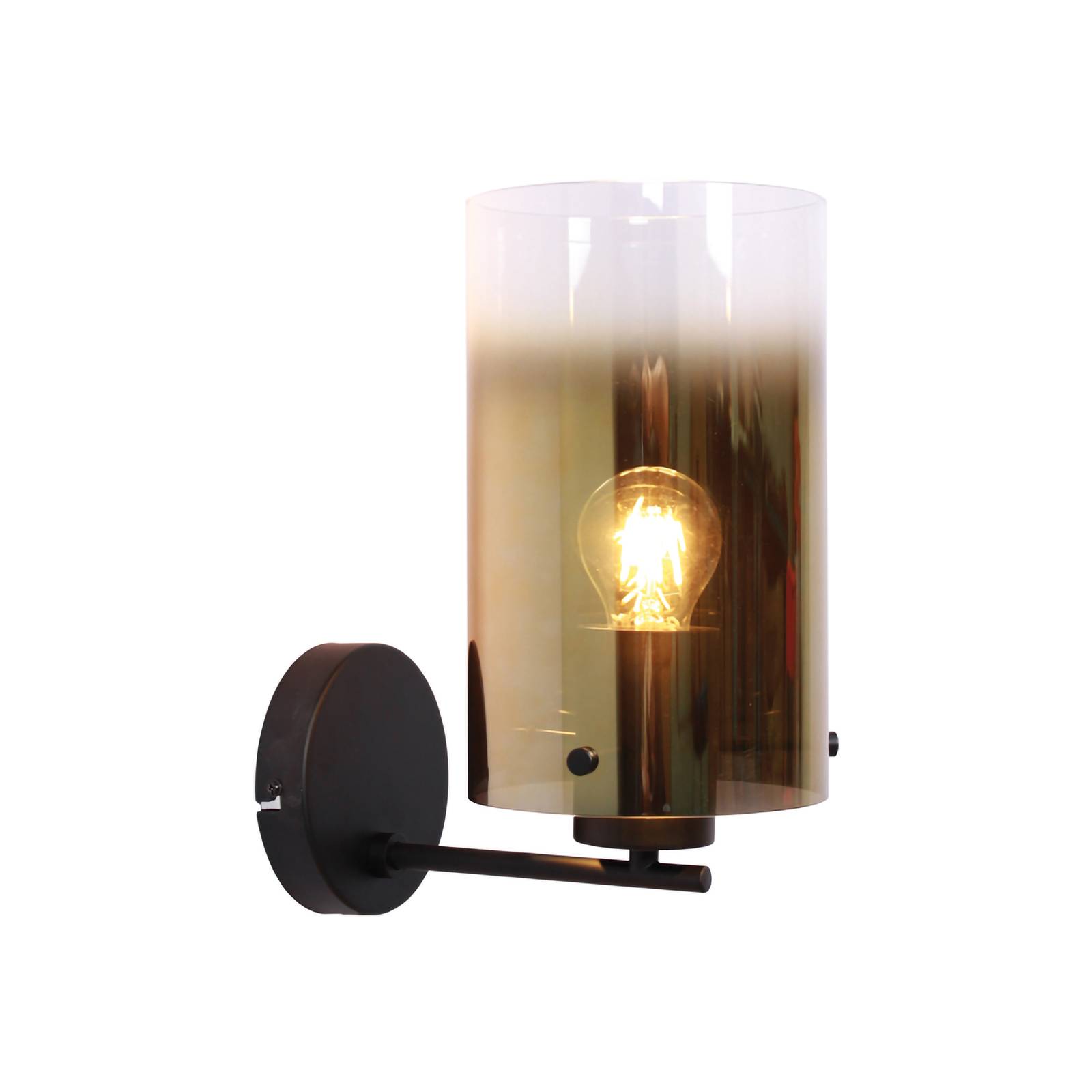 Wandlampe Ventotto, schwarz/gold, Breite 15 cm, Metall/Glas günstig online kaufen