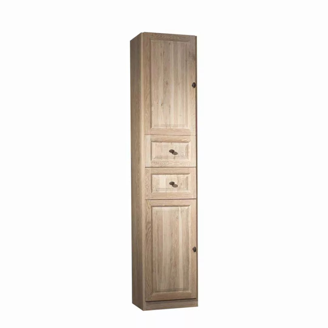 Badezimmer Hochschrank aus Eiche White Wash 200 cm hoch günstig online kaufen