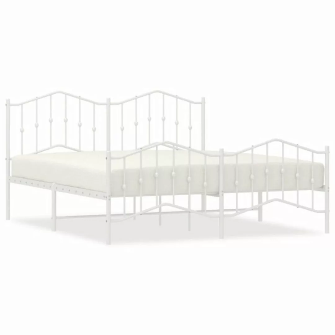 vidaXL Bett Bettgestell mit Kopf- und Fußteil Metall Weiß 160x200 cm günstig online kaufen