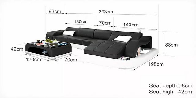 Xlmoebel Ecksofa Neue moderne Eckgarnitur mit Couchtisch - 2-teiliges Set, günstig online kaufen