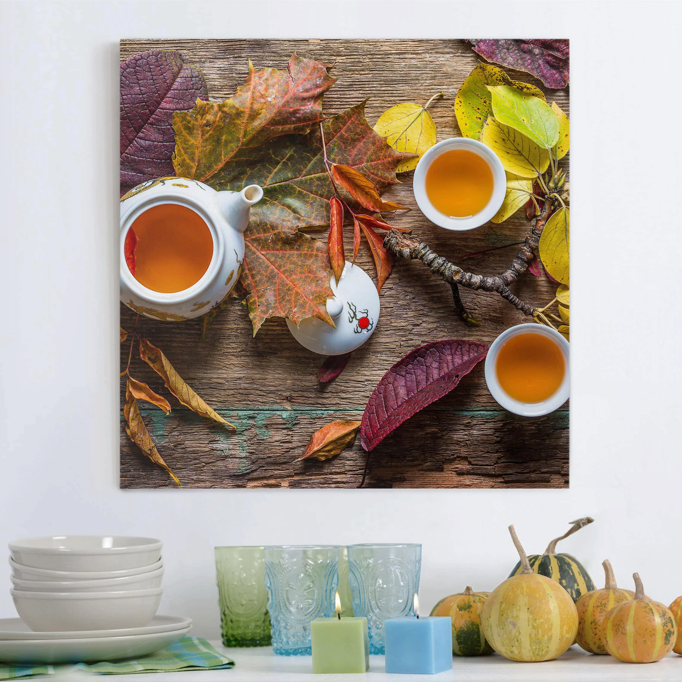 Leinwandbild Küche - Quadrat Tee im September günstig online kaufen