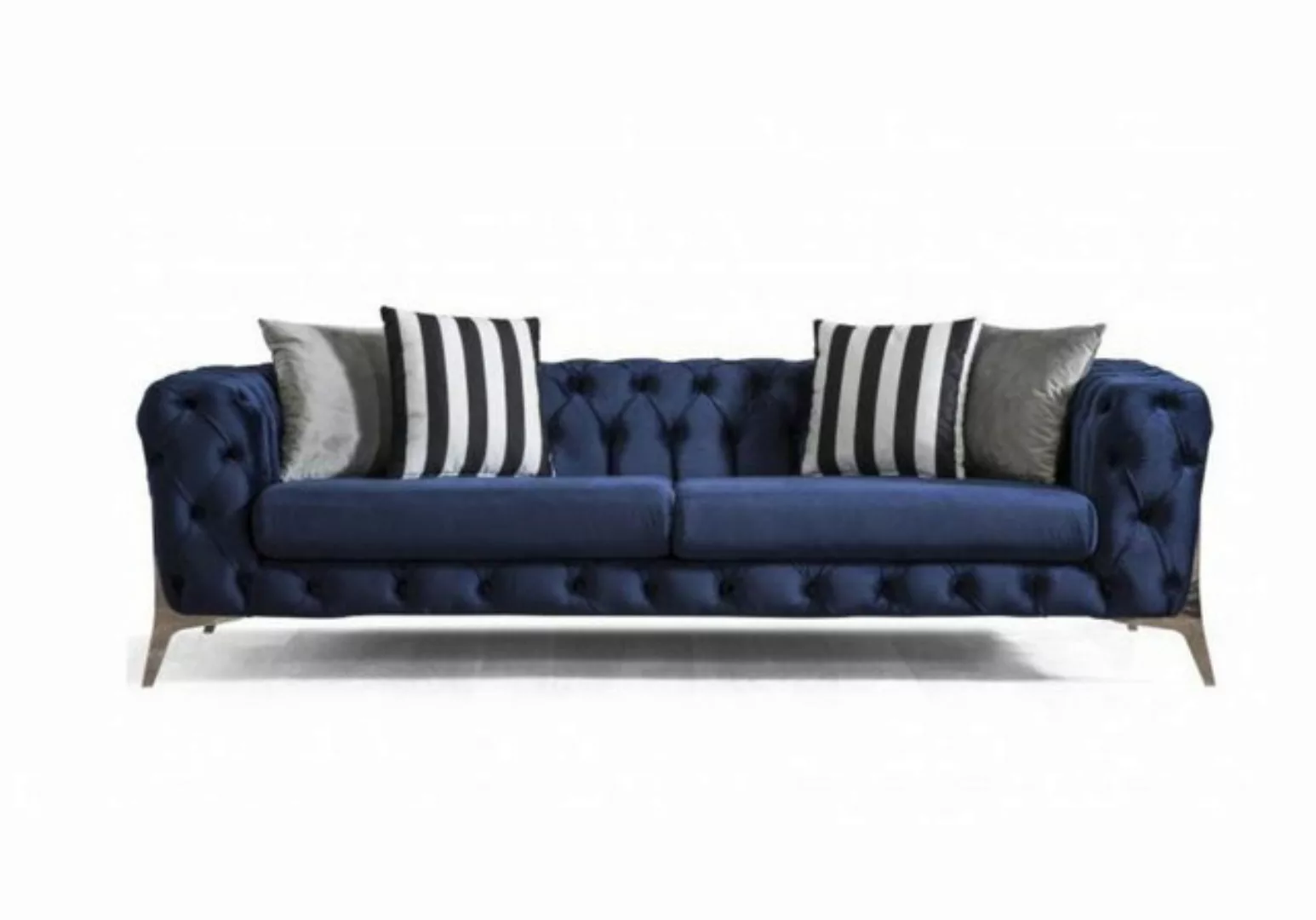 Xlmoebel 3-Sitzer Luxuriöses Samt-Sofa Chesterfield 3-Sitzer in Blau für da günstig online kaufen