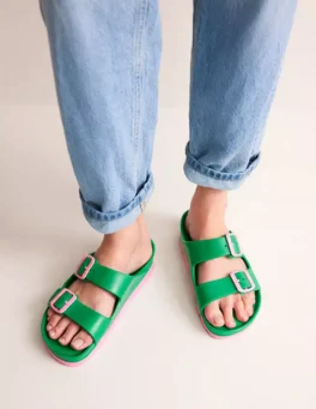 Lyla Pantolette mit doppelter Schnalle Damen Boden, Smaragdgrün günstig online kaufen
