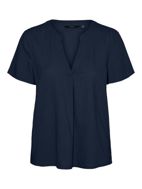 Vero Moda Blusenshirt VMMYMILO SS V-NECK TOP WVN GA mit Leinen günstig online kaufen