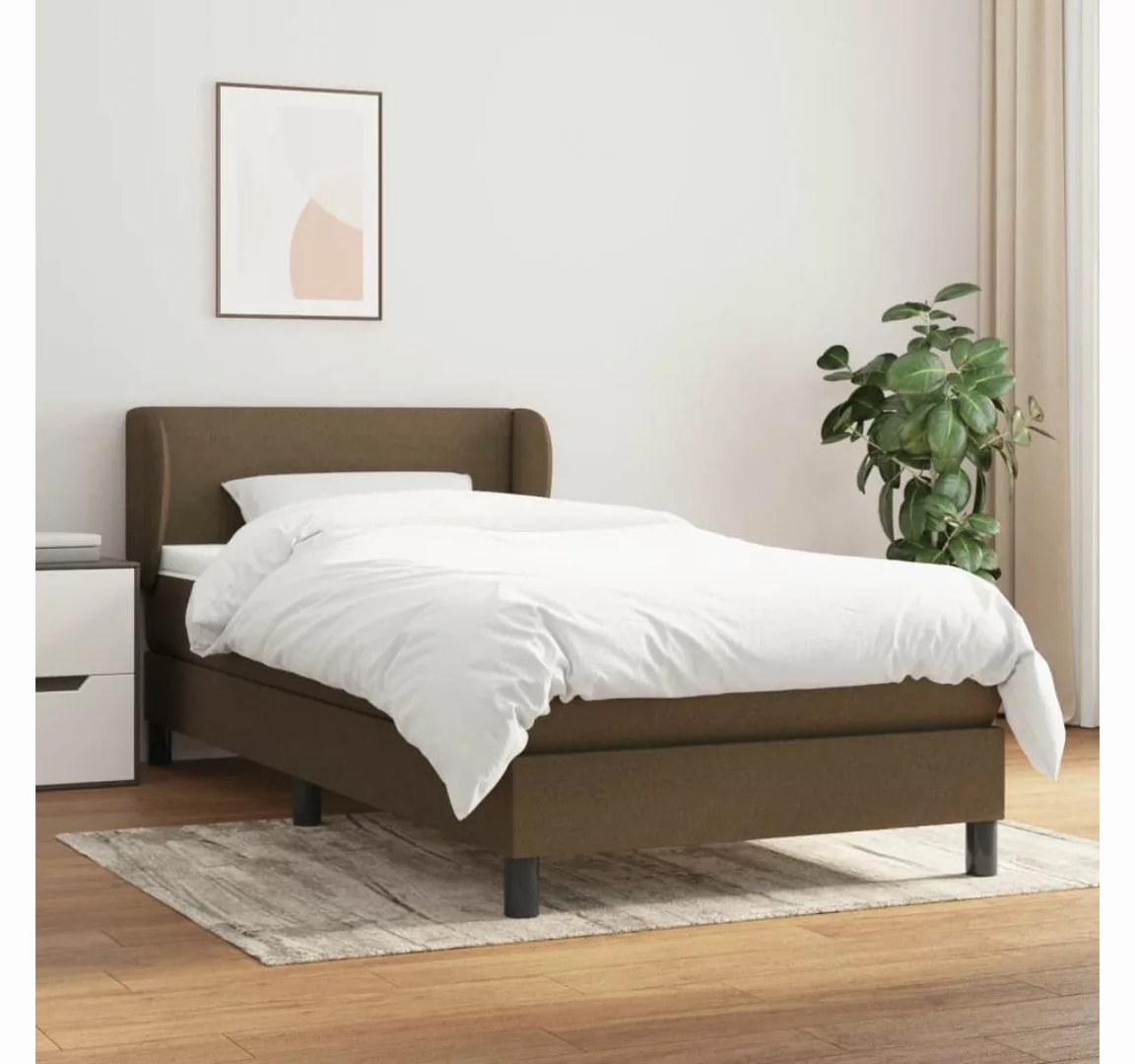 vidaXL Boxspringbett Boxspringbett mit Matratze Dunkelbraun 90x200 cm Stoff günstig online kaufen