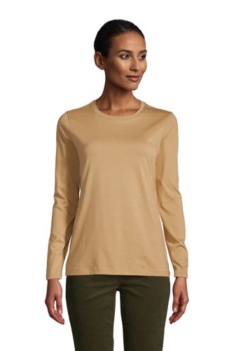 Supima-Shirt, Langarm, Damen, Größe: L Normal, Beige, Baumwolle, by Lands' günstig online kaufen