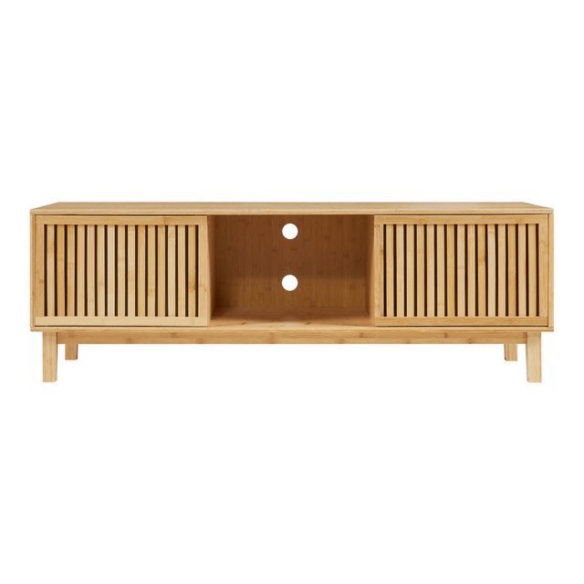 en.casa TV-Schrank »Ypäjä« 3 Ablagefächern 2 Schiebetüren 150x42x50 cm Bamb günstig online kaufen