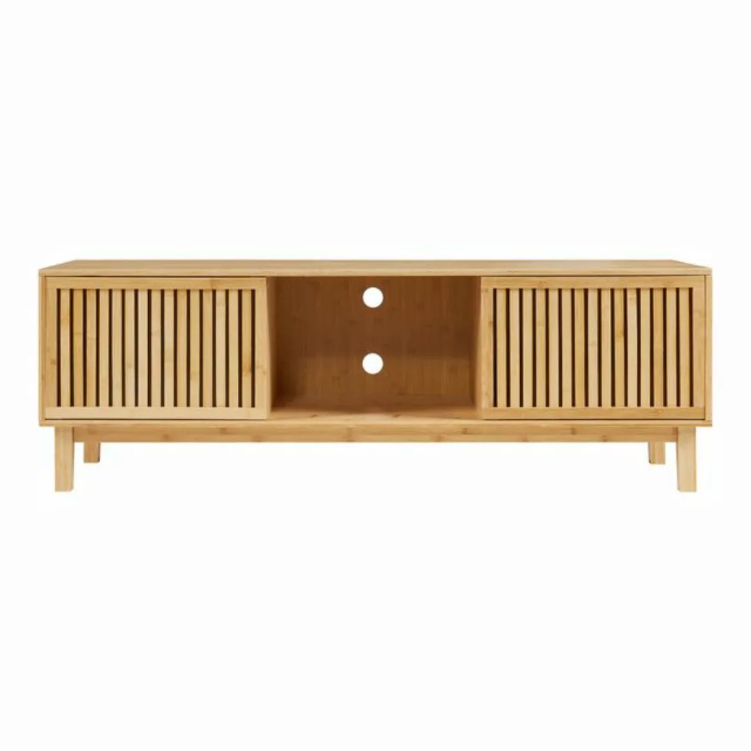 en.casa TV-Schrank »Ypäjä« 3 Ablagefächern 2 Schiebetüren 150x42x50 cm Bamb günstig online kaufen