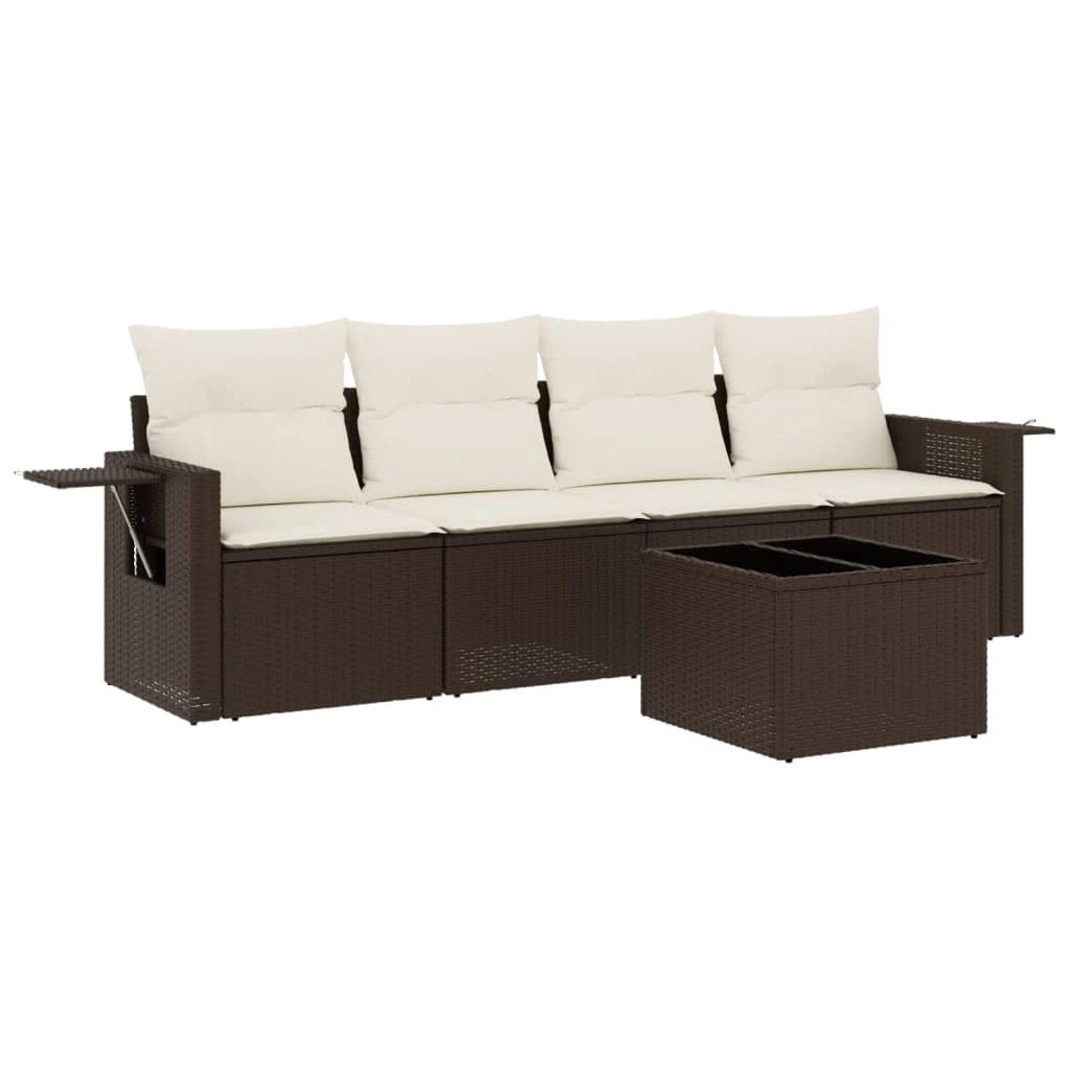 vidaXL 5-Tlg Garten-Sofagarnitur mit Kissen Braun Poly Rattan 3252230 günstig online kaufen
