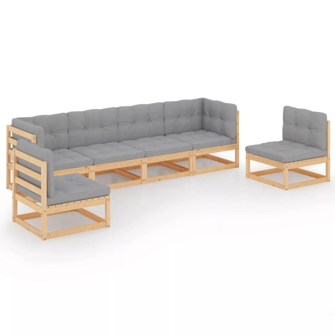 6-tlg. Garten-lounge-set Mit Kissen Kiefer Massivholz günstig online kaufen