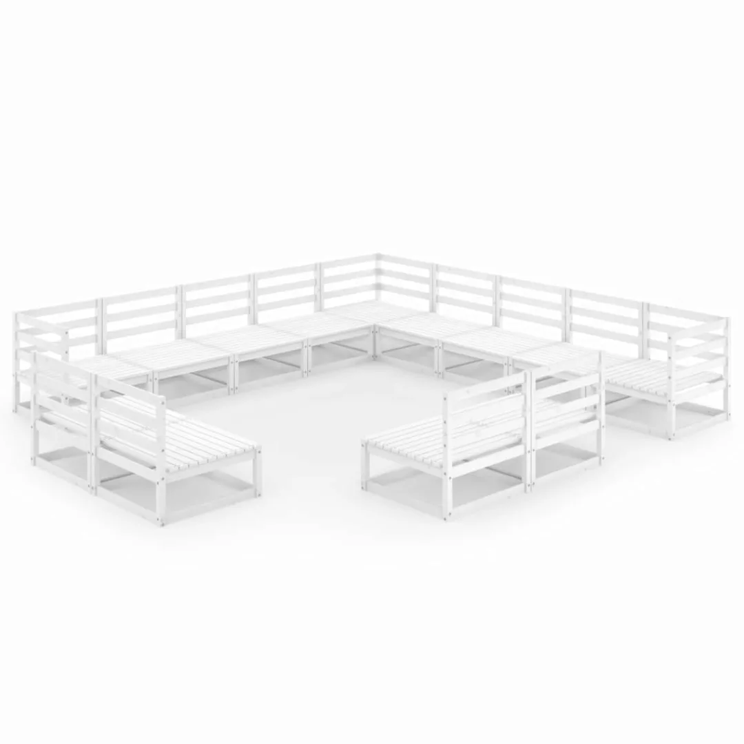 13-tlg. Garten-lounge-set Weiß Kiefer Massivholz günstig online kaufen