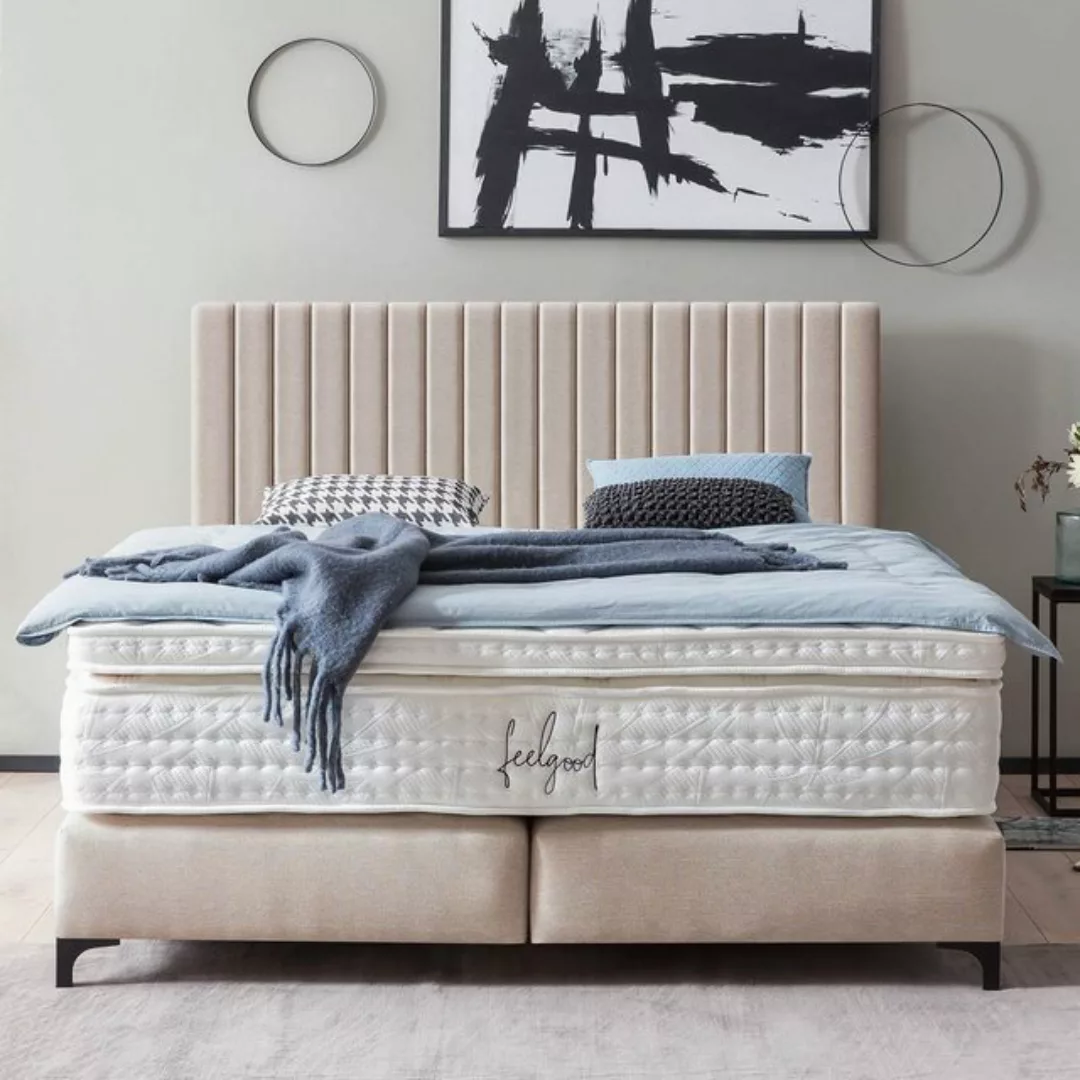 BettCo Boxspringbett Paris (in Beige Webstoff, 160 x 200 cm), Pfeifensteppu günstig online kaufen