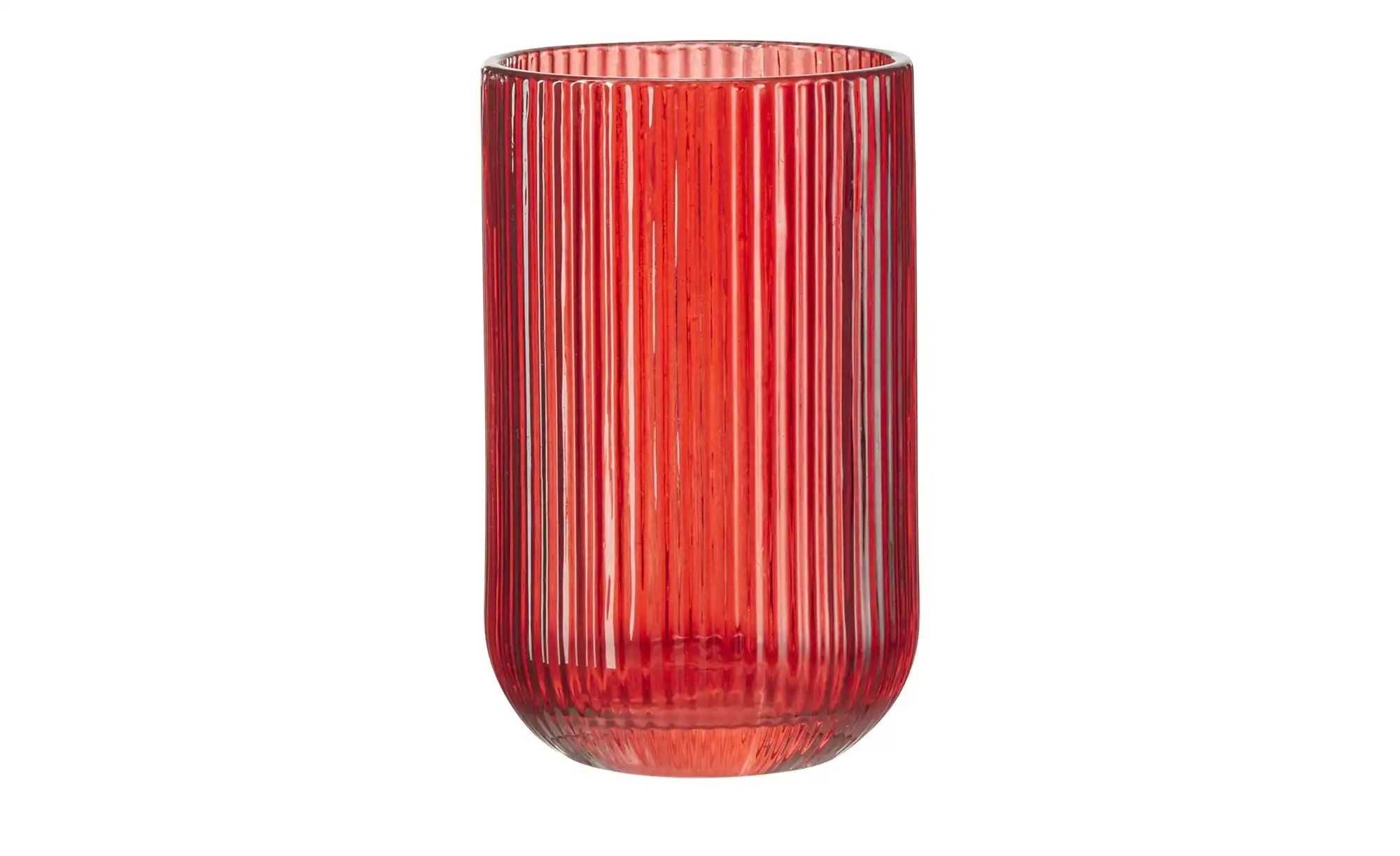 HOME STORY Windlicht ¦ rot ¦ Glas  ¦ Maße (cm): H: 13  Ø: 8 Weihnachten - H günstig online kaufen