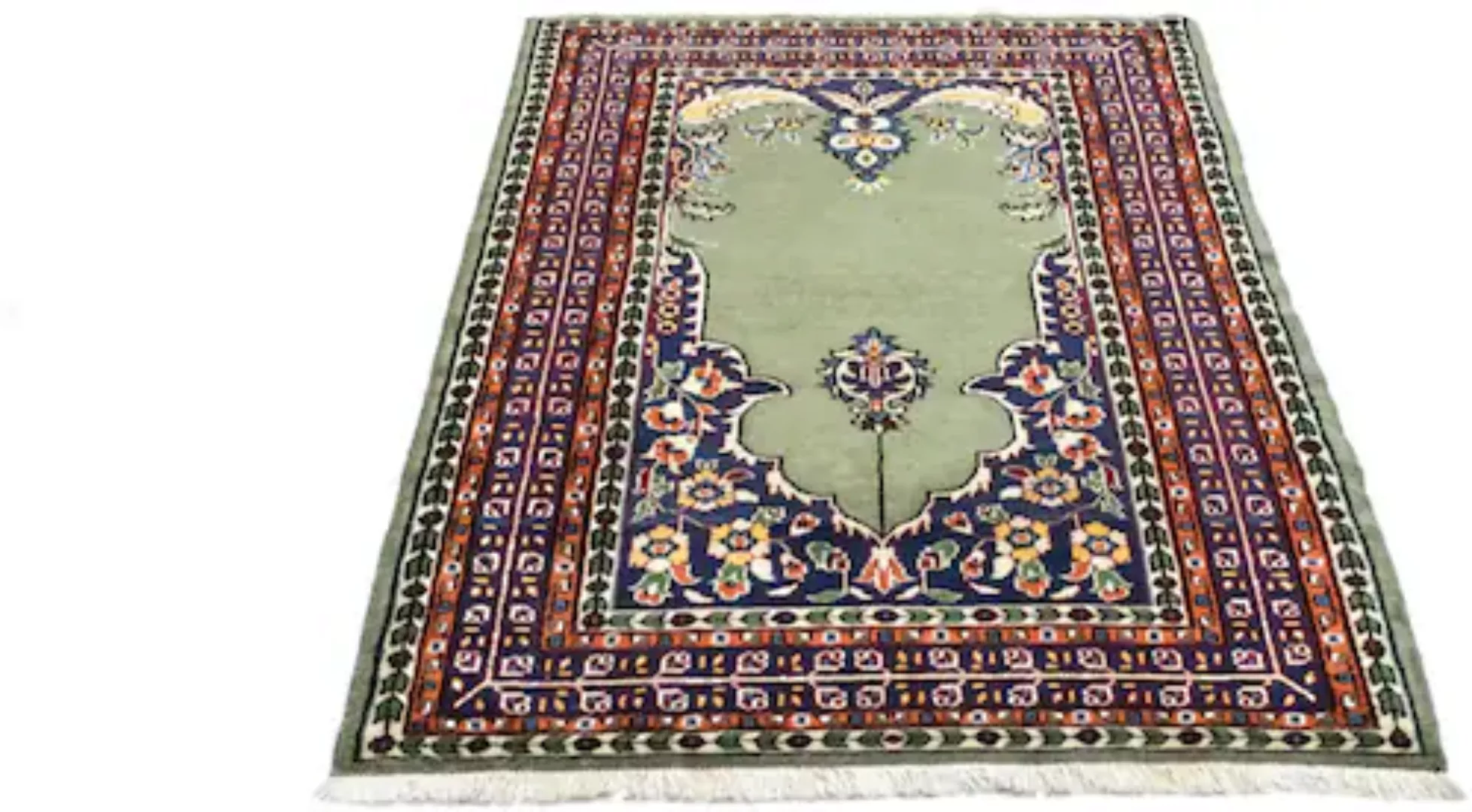 morgenland Wollteppich »Isfahan Teppich handgeknüpft grün«, rechteckig günstig online kaufen