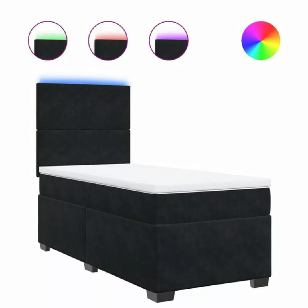 vidaXL Bett Boxspringbett mit Matratze Schwarz 90x200 cm Samt günstig online kaufen