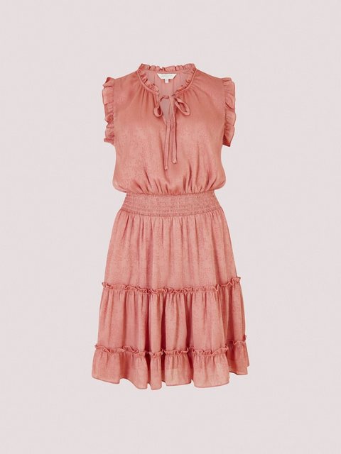 Apricot Sommerkleid in unifarben, mit Rüschen günstig online kaufen