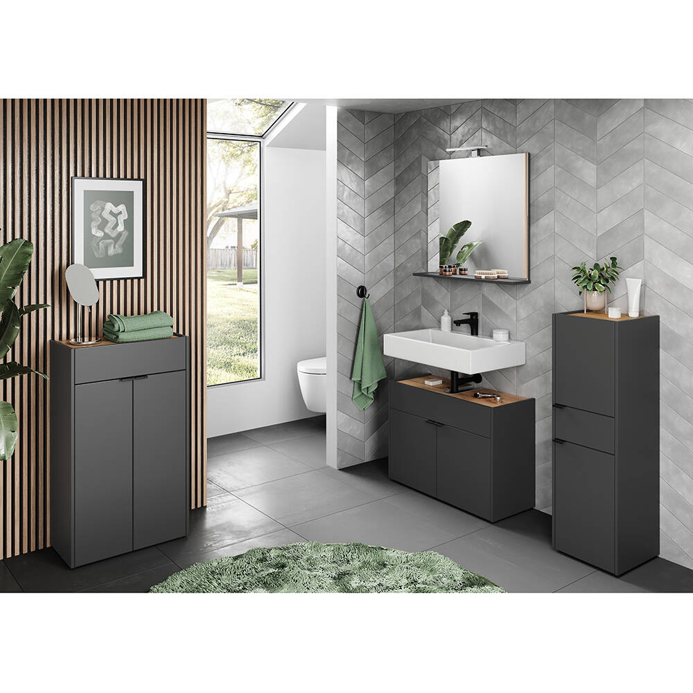 Badezimmer Set 4-teilig modern in graphit mit Eiche Navarra FLORINA-01 günstig online kaufen