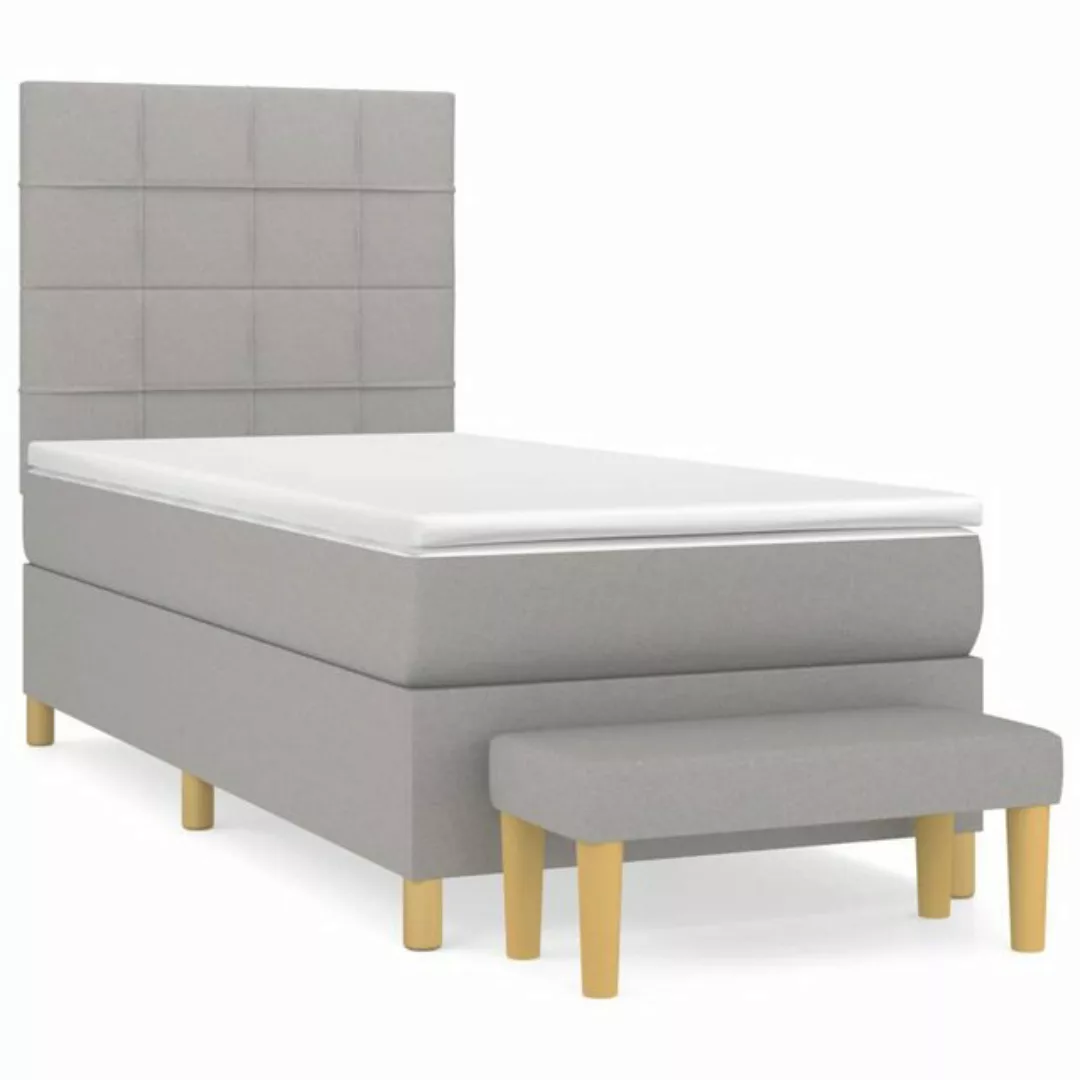 vidaXL Boxspringbett Boxspringbett mit Matratze Hellgrau 100x200 cm Stoff B günstig online kaufen