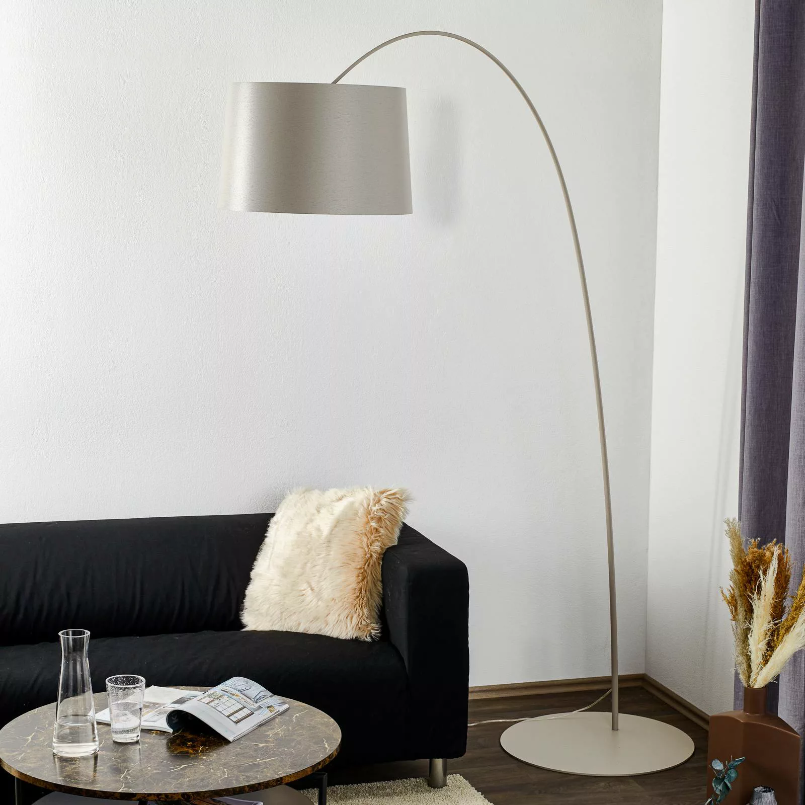 Foscarini Twiggy Bogenleuchte mit Dimmer, greige günstig online kaufen