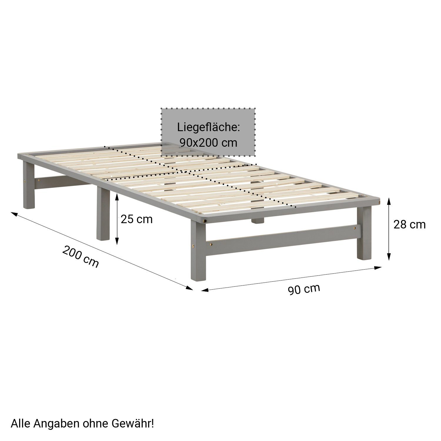 Homestyle4u Holzbett 90/100/140x200 Palettenbett Massivholzbett Futonbett günstig online kaufen
