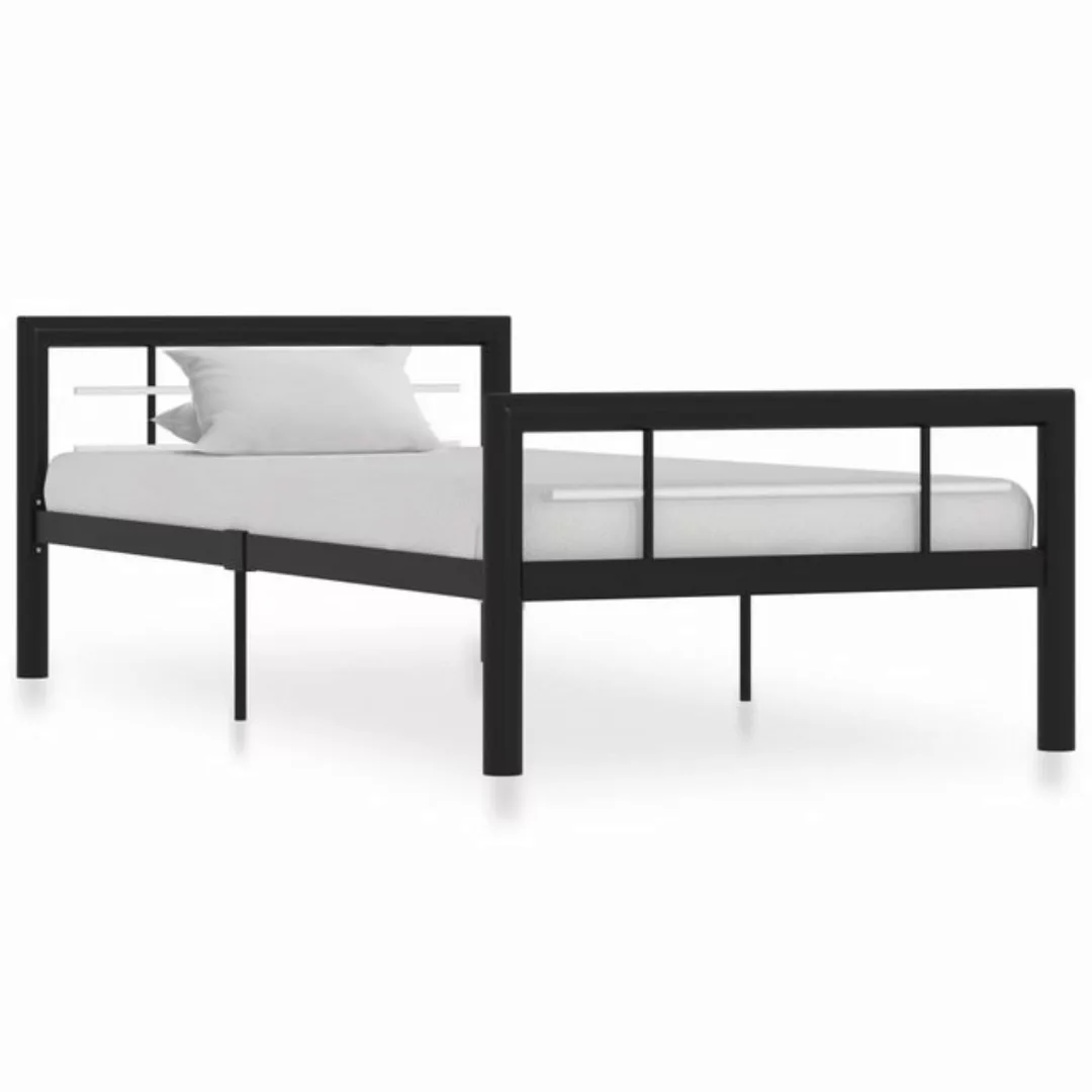 furnicato Bett Bettgestell Schwarz und Weiß Metall 100 × 200 cm günstig online kaufen