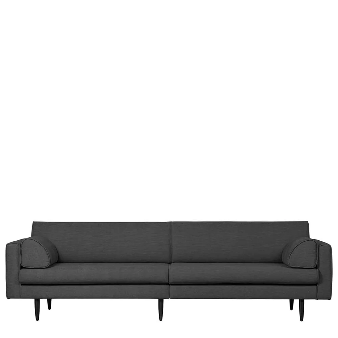 Skandi Design Dreier Sofa in Dunkelgrau Fußgestell aus Metall günstig online kaufen