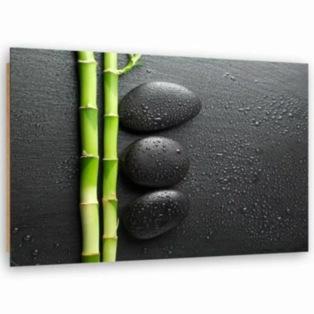 FEEBY® Kunst Bambus auf den schwarzen Steinen Leinwandbilder bunt Gr. 90 x günstig online kaufen