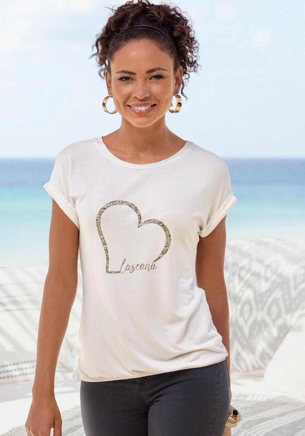 LASCANA T-Shirt (1-tlg) mit Logo-Print günstig online kaufen