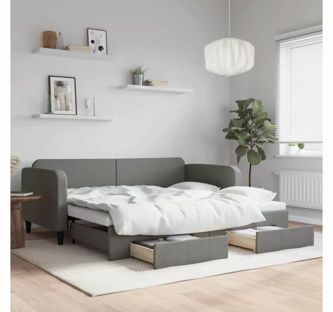 vidaXL Gästebett Tagesbett Ausziehbar mit Schubladen Dunkelgrau 90x200 cm S günstig online kaufen