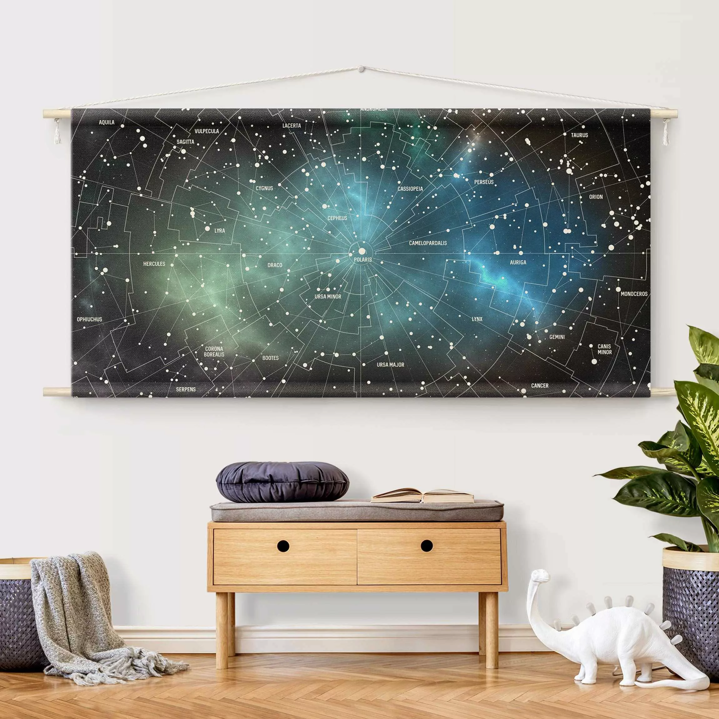 Wandteppich Sternbilder Karte Galaxienebel günstig online kaufen