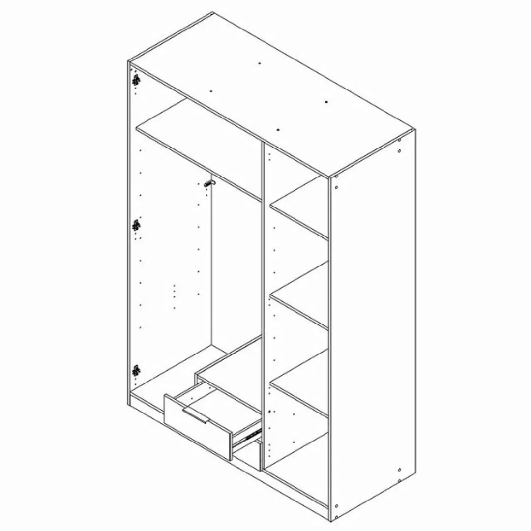 Lomadox Kleiderschrank LAZISE-43 Drehtürenschrank 135cm, Artisan Eiche, mit günstig online kaufen