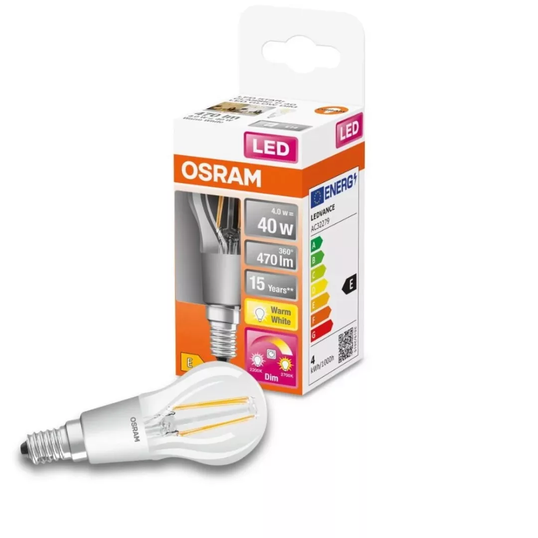 Osram LED Lampe ersetzt 40W E14 Tropfen - P45 in Transparent 4W 470lm 2200 günstig online kaufen