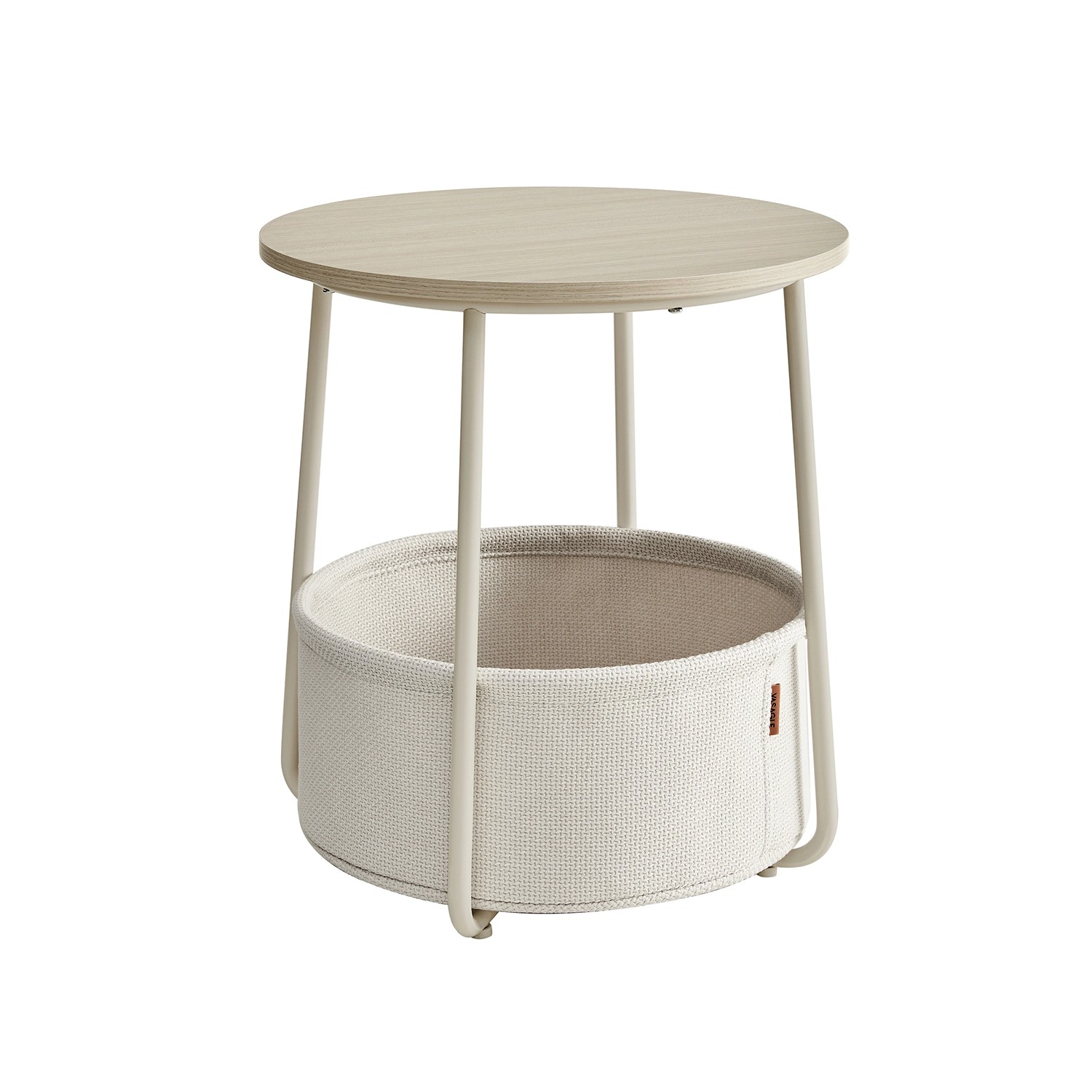 Vasagle Beistelltisch mit Stoff-Korb Ø 45 cm x 51 cm Beige-Weiß günstig online kaufen