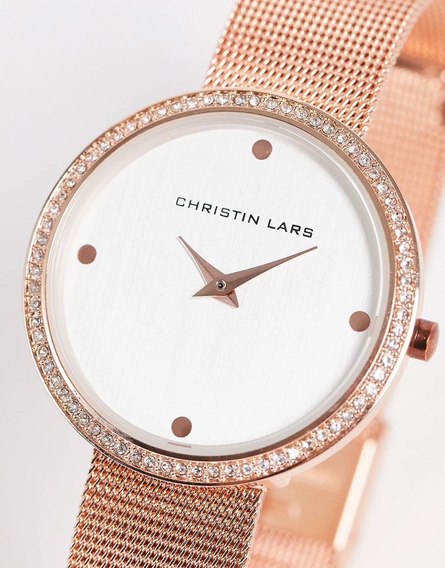 Christin Lars – Damen – Minimalistische Armbanduhr in Roségold mit Armband günstig online kaufen