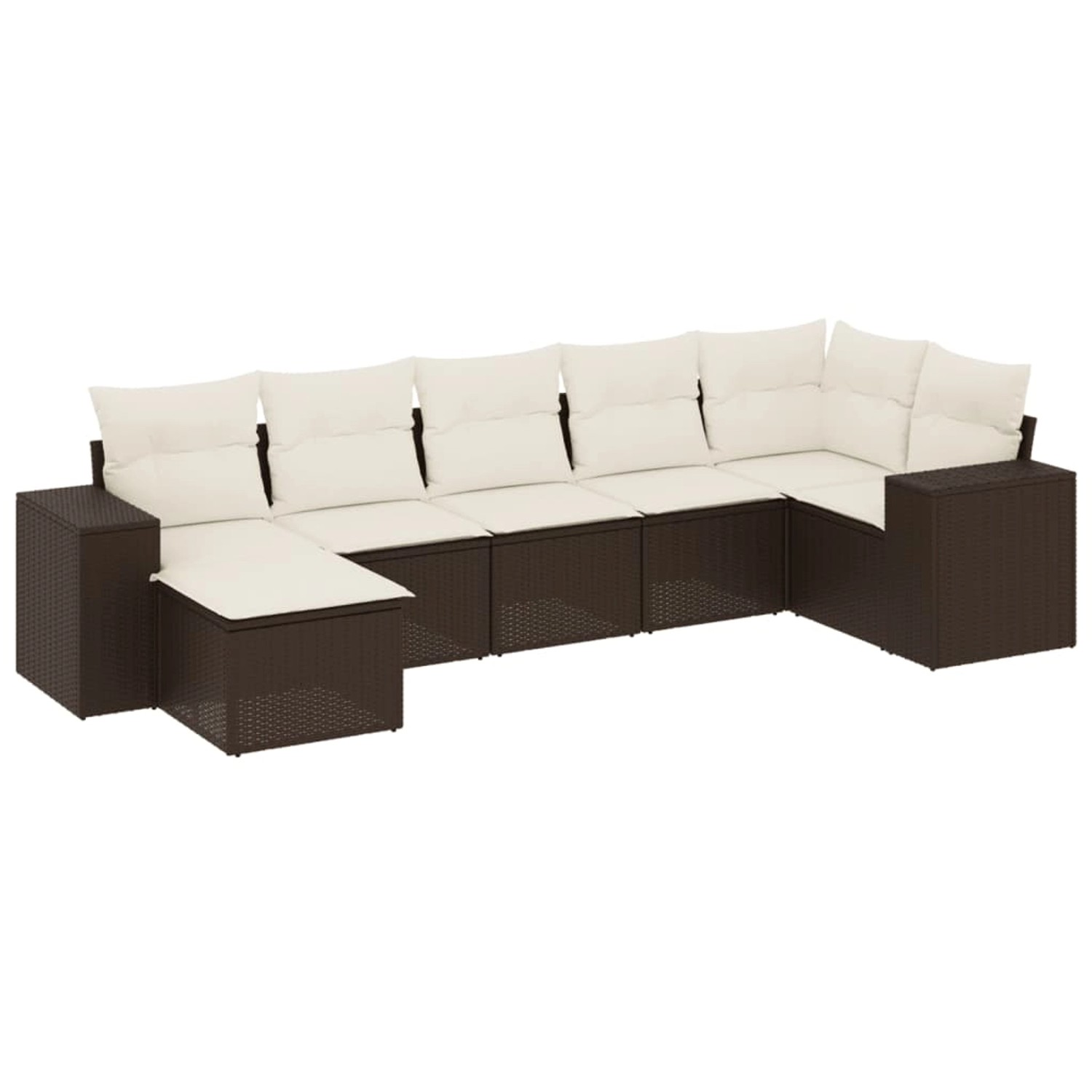 vidaXL 7-Tlg Garten-Sofagarnitur mit Kissen Braun Poly Rattan 3255220 günstig online kaufen