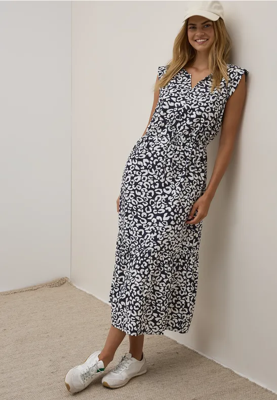 Gemustertes Volant-Kleid günstig online kaufen