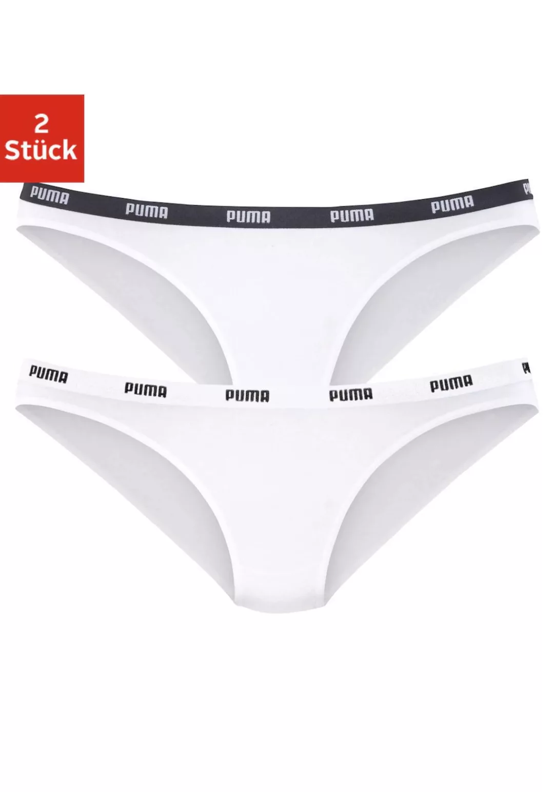 PUMA Bikinislip "Iconic", (Packung, 2 St.), mit schmalem Logo-Webbündchen günstig online kaufen