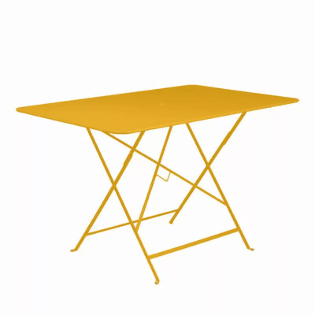 Klapptisch Bistro metall gelb / 117 x 77 cm - 6 Personen - Sonnenschirm-Loc günstig online kaufen