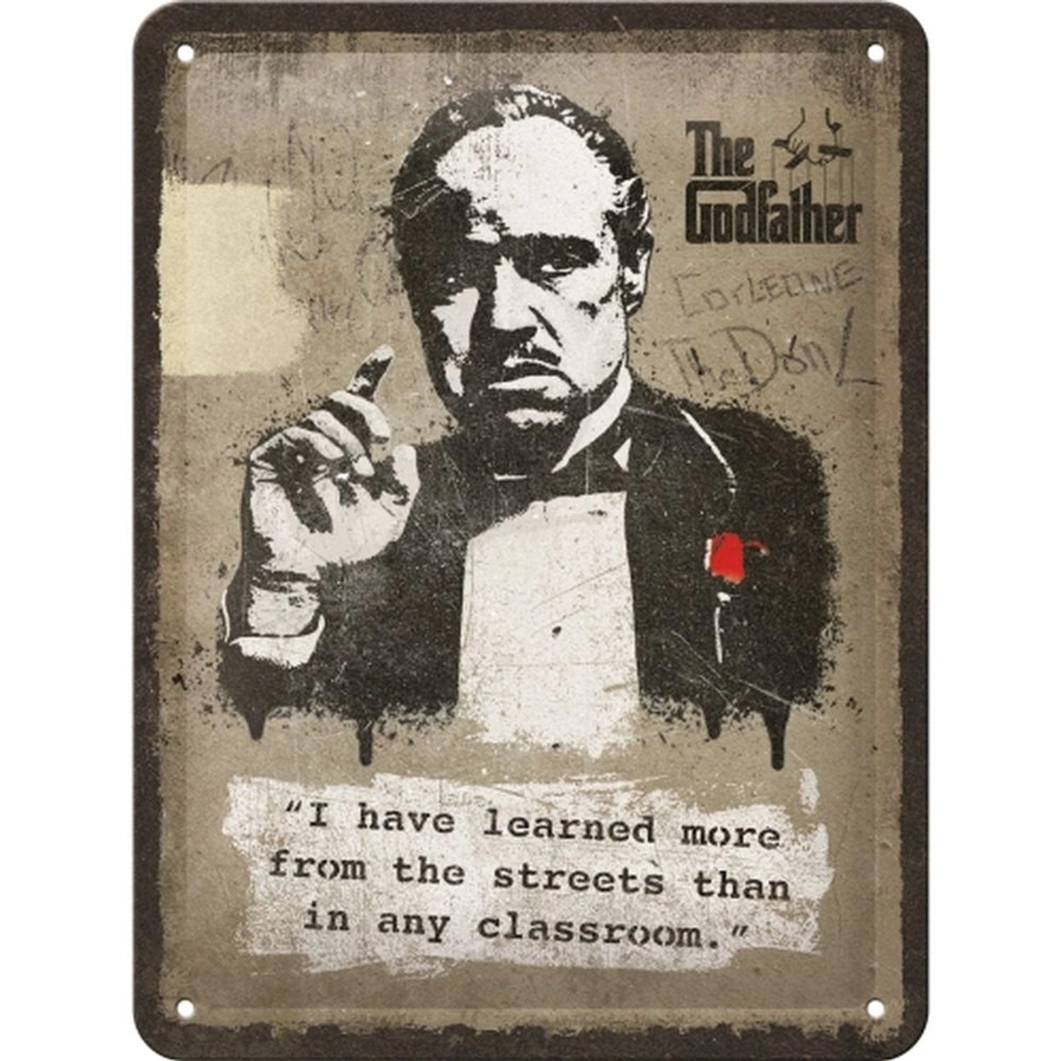 Nostalgic-Art Blechschild 15x20 cm - The Godfather - Learn from the streets günstig online kaufen