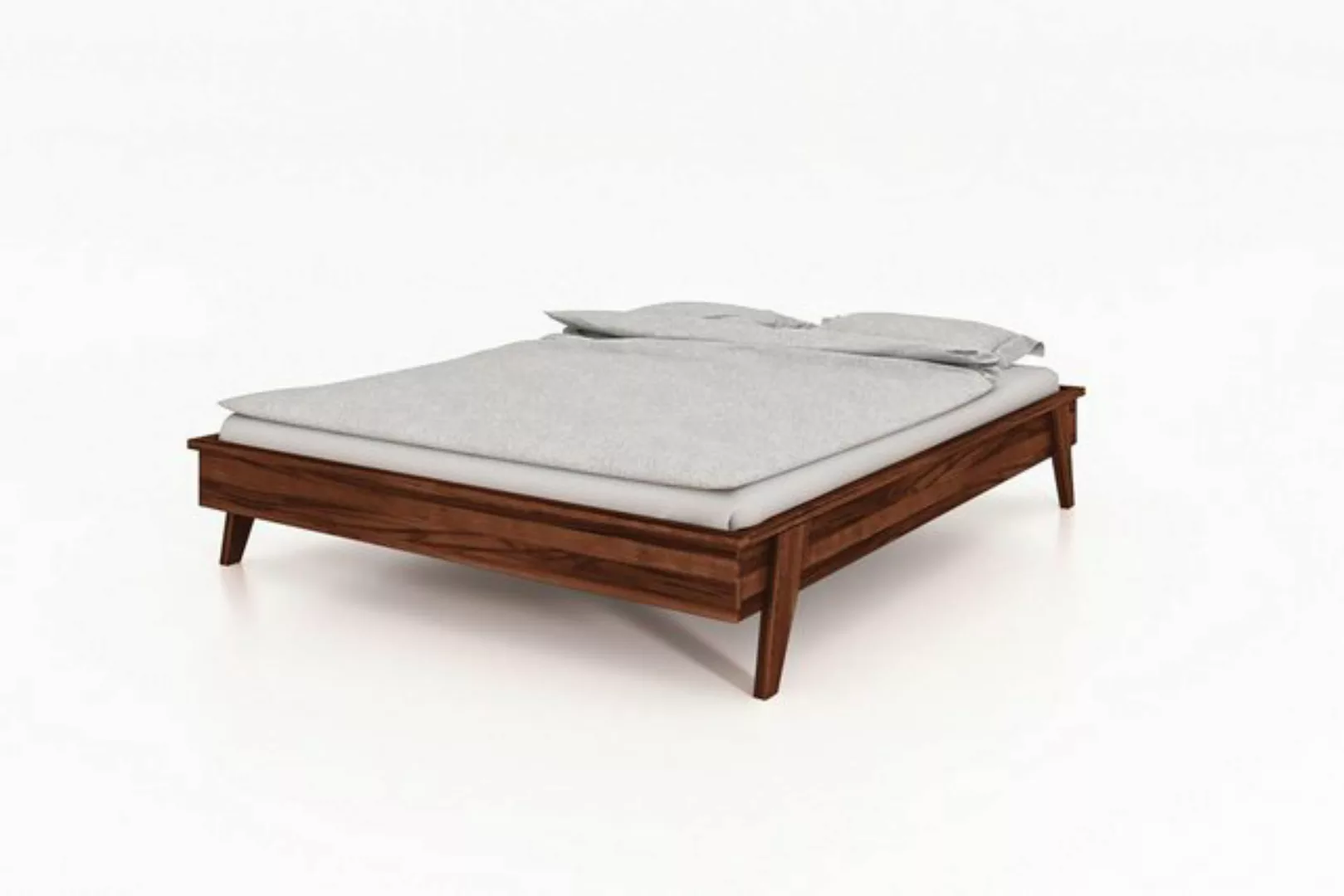 Natur24 Bett Jetro Bett aus Kernbuche massiv choco 200x200 cm ohne Kopfteil günstig online kaufen