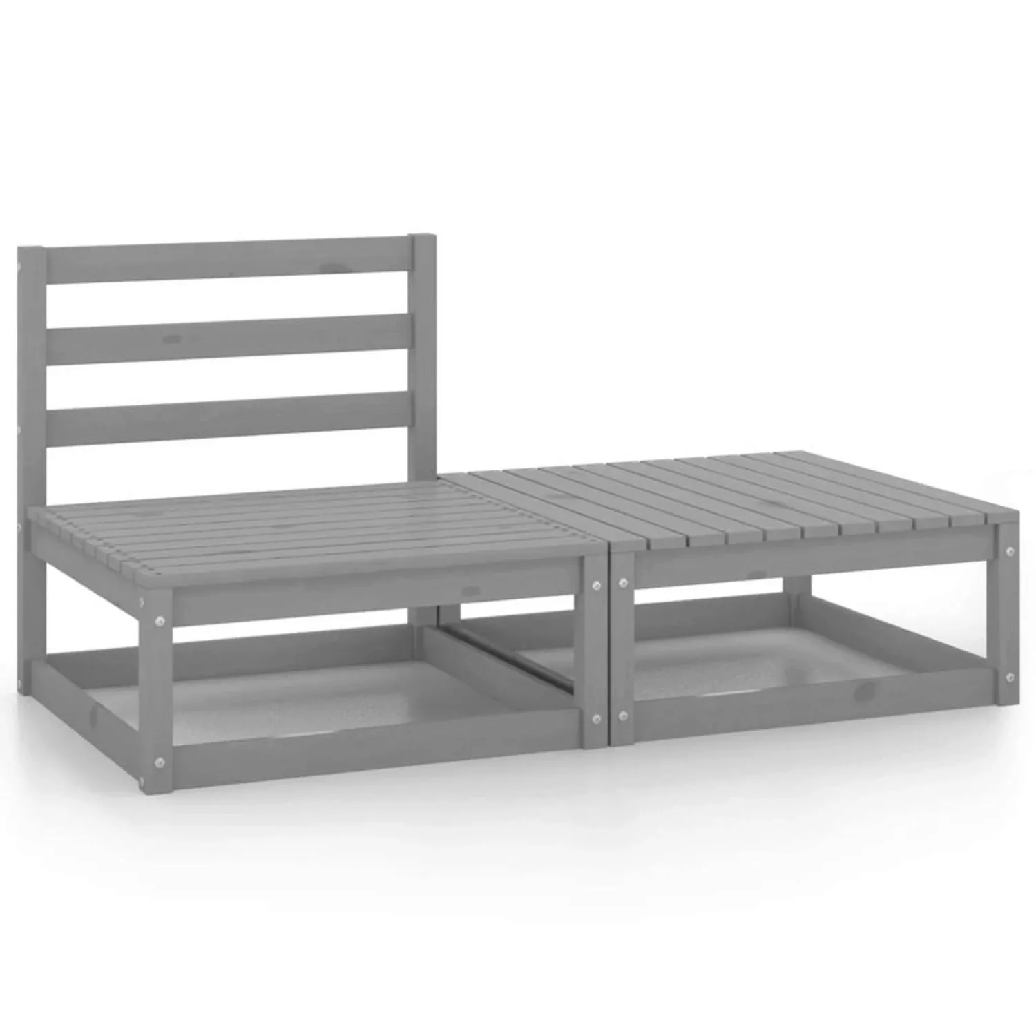 2-tlg. Garten-lounge-set Grau Kiefer Massivholz günstig online kaufen