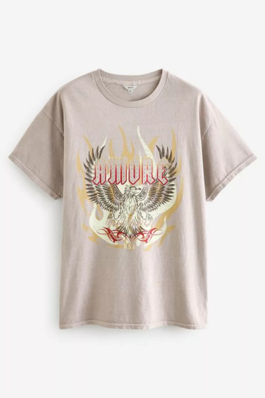 Next T-Shirt Amour T-Shirt mit Bandmotiv und Nietenbesatz (1-tlg) günstig online kaufen