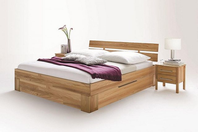 Main Möbel Massivholzbett Bett mit Bettkästen 'Bozen' 140x200cm Kernbuche S günstig online kaufen
