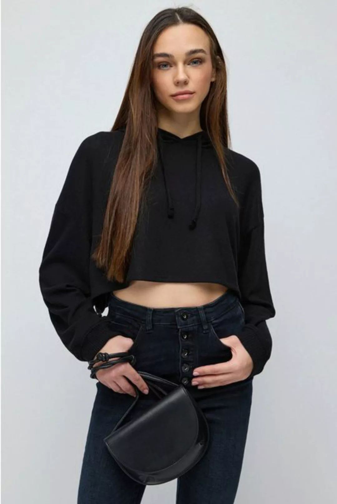 No Matter What Sweatshirt Weicher Kapuzen-Crop-Top aus Strickstoff günstig online kaufen