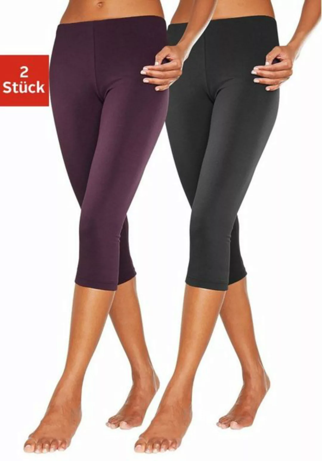 vivance active Caprileggings (2er-Pack) mit Gummibund, Loungewear günstig online kaufen