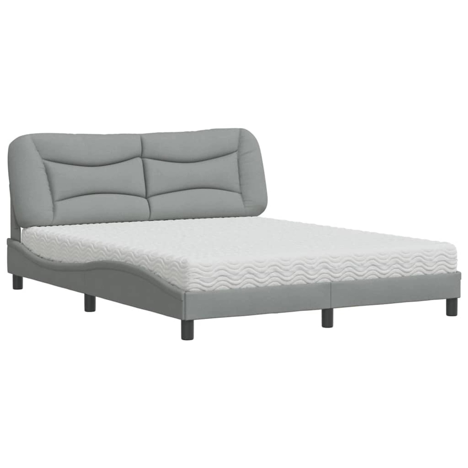 vidaXL Bett mit Matratze Hellgrau 160x200 cm Stoff Modell 12007406 günstig online kaufen