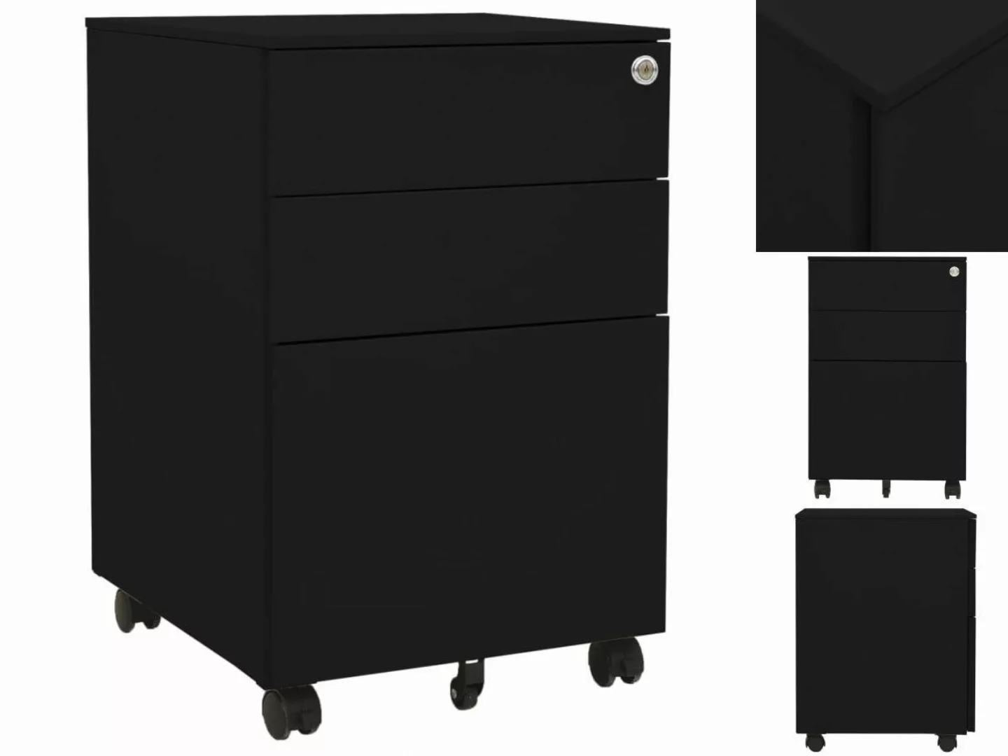 vidaXL Aktenschrank Aktenschrank mit Rollen Schwarz 39x45x60 cm Stahl günstig online kaufen