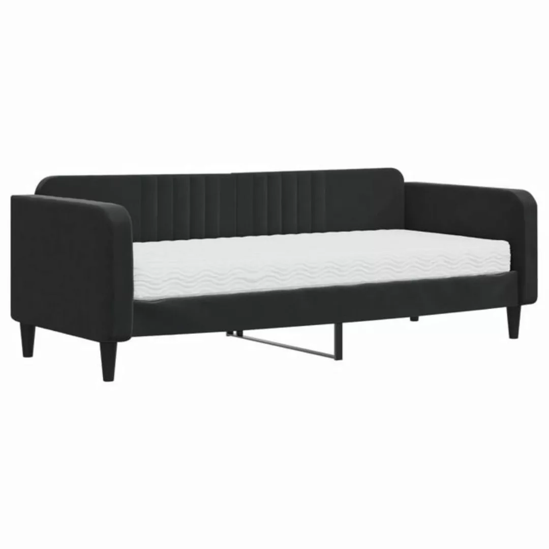 furnicato Bett Tagesbett mit Matratze Schwarz 90x200 cm Samt günstig online kaufen