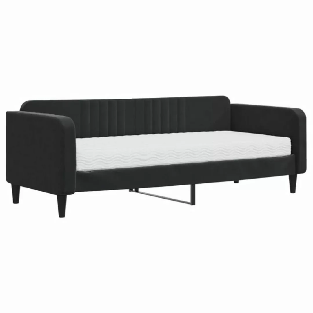 vidaXL Bettgestell Gästebett Tagesbett mit Matratze Schwarz 90x200 cm Samt günstig online kaufen