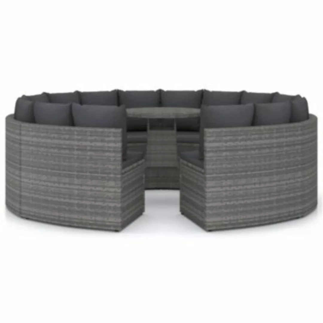 vidaXL 9-tlg. Garten-Sofagarnitur mit Auflagen Poly Rattan Grau Garten-Loun günstig online kaufen